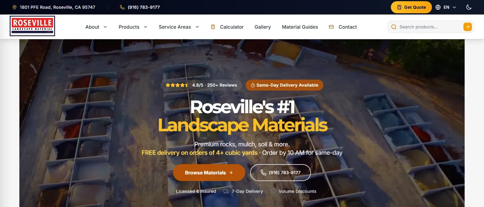 Roseville Landscape Material Supply, Avg. Rank #1 local search