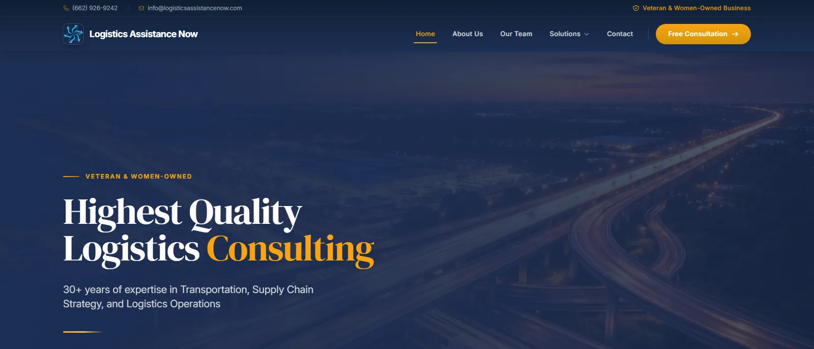 Logistics Assistance Now veteran-owned logistics consultancy website