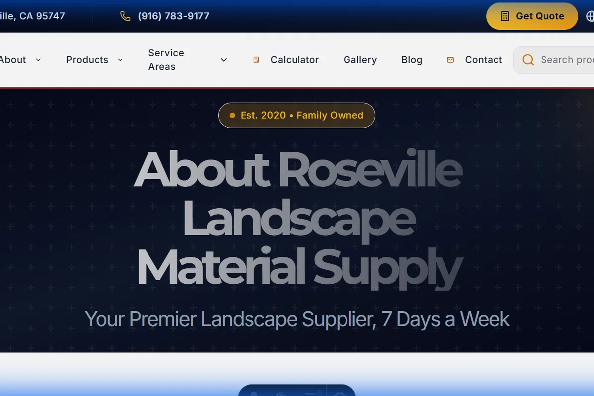 Roseville Landscape Material Supply website screenshot